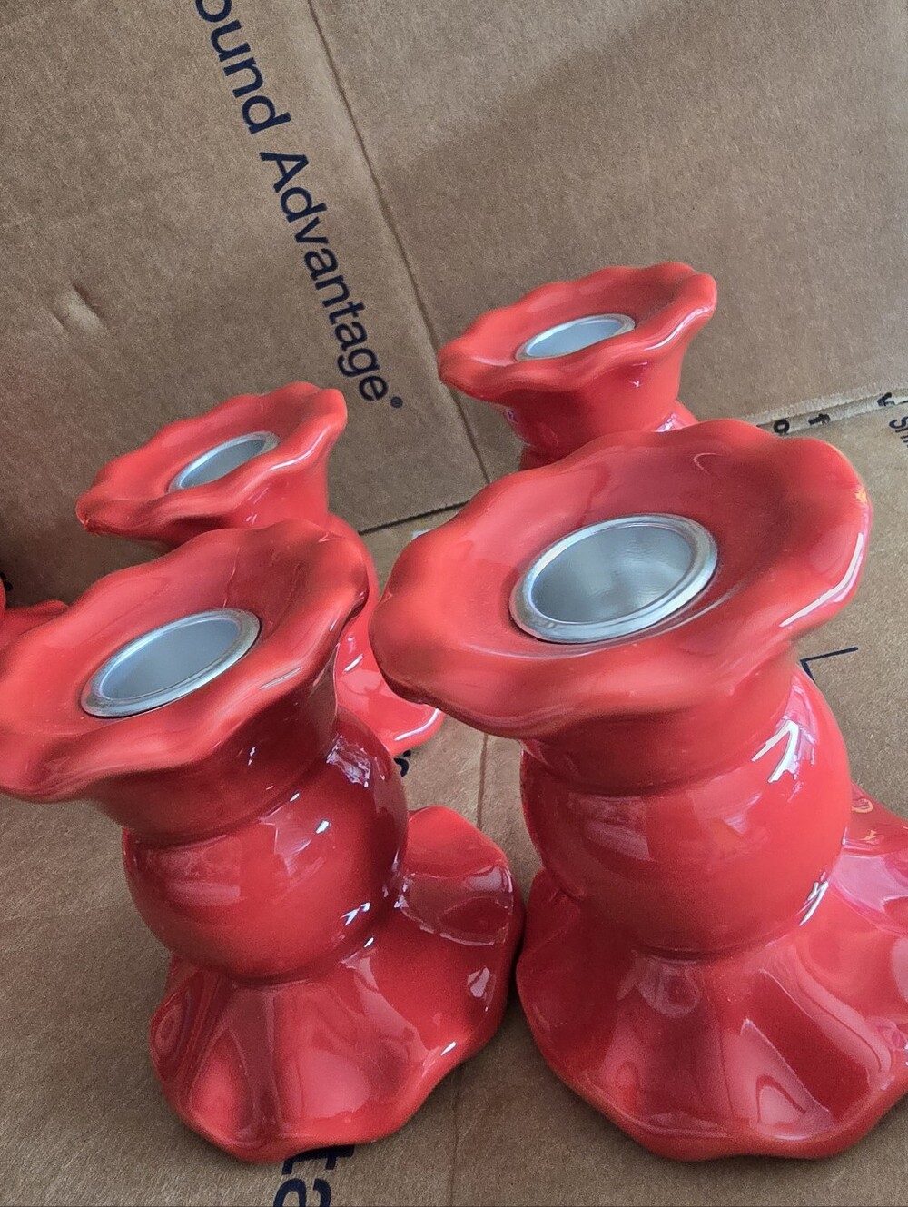 Bundle Of 4 My Texas House Candle Holder Red